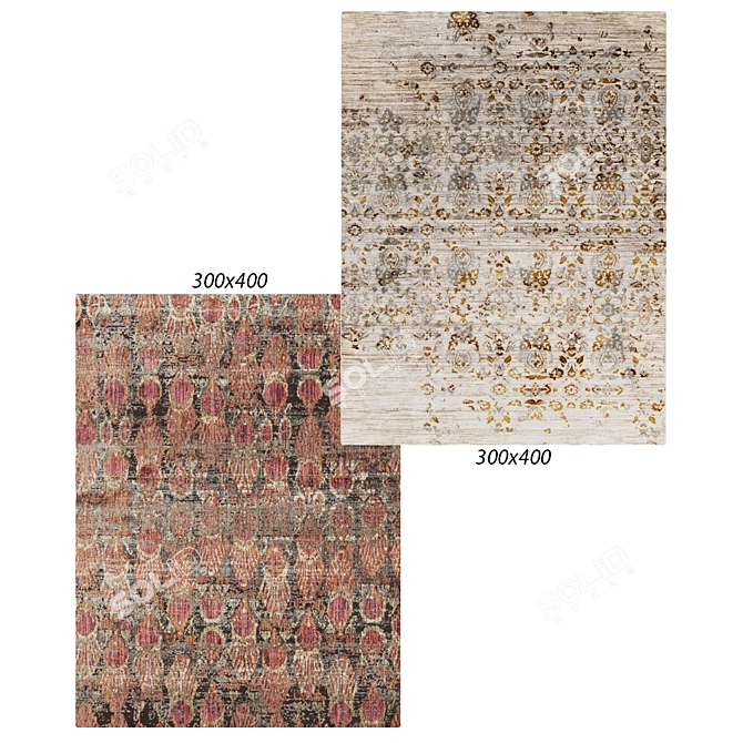 Elegantly Chic: Grace Silky Gold Rug 3D model image 1