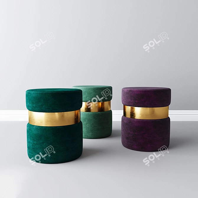 Luxury Velvet Ottoman 3D model image 1