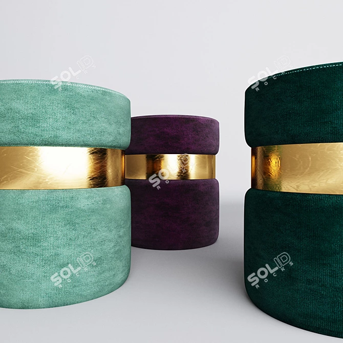 Luxury Velvet Ottoman 3D model image 2