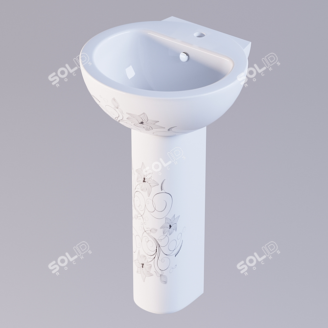 Elegant Art Flora Washbasin 3D model image 1