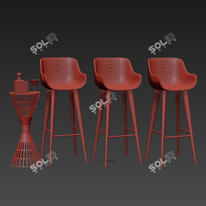 Stylish Bar Stool 3D model image 3