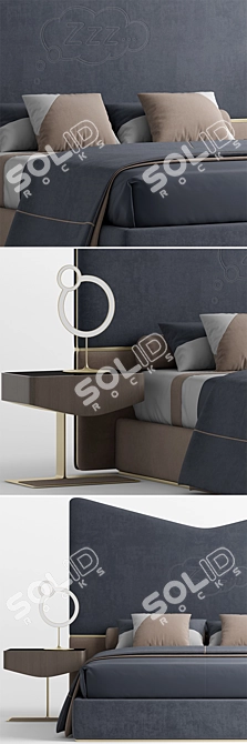 Sleek Dream Bed 3D model image 2