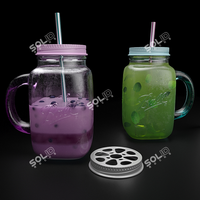 Berry Bliss Mason Jar Mug 3D model image 1