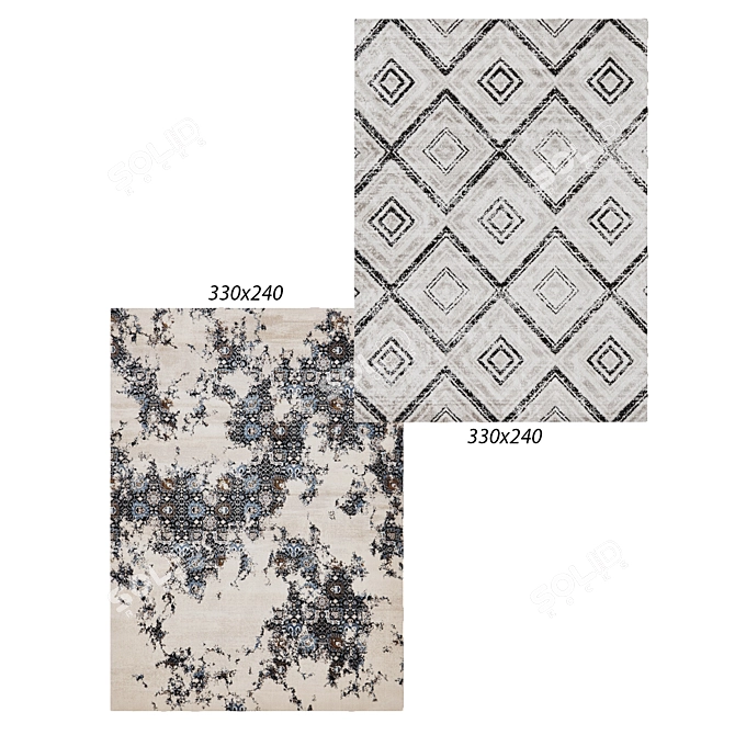 Elegant Charcoal Rembrandt Rug 3D model image 1