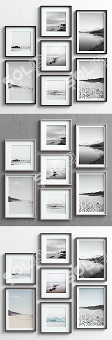 7-Piece Picture Frame Set: 4 Colors, Multiple Sizes & Textures 3D model image 2