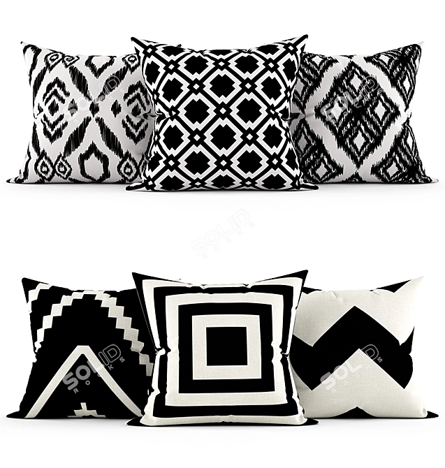 Stylish Embroidered Decorative Pillows 3D model image 1
