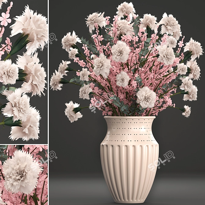 Cherry Blossom Carnation Bouquet 3D model image 1