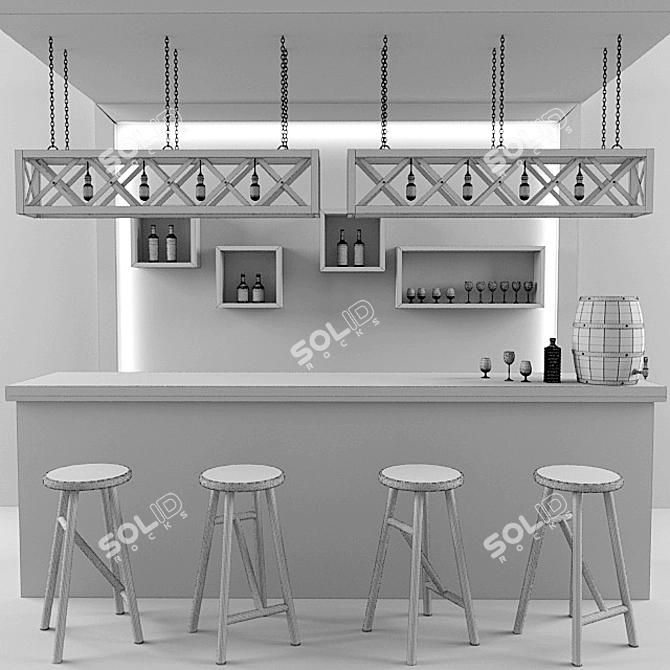 Restaurant Bar Set: 3D Model & Stylish Decor 3D model image 3