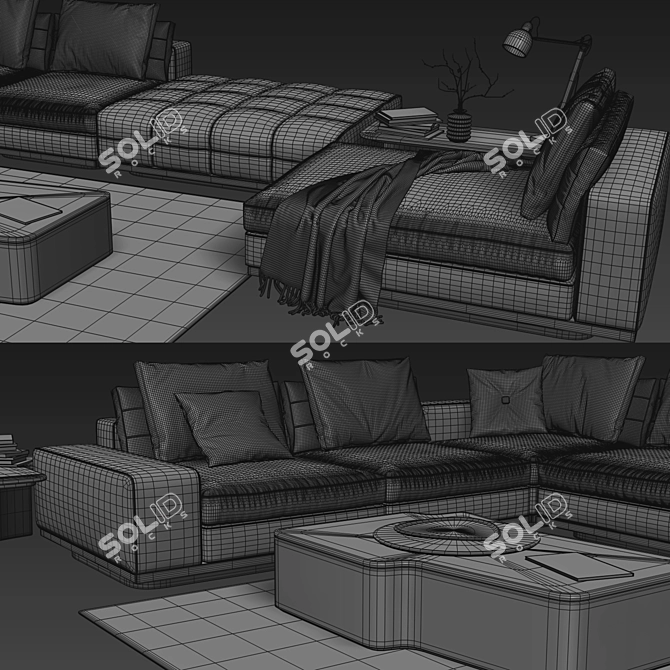 Minotti Lawrence Sofa Set 3D model image 3