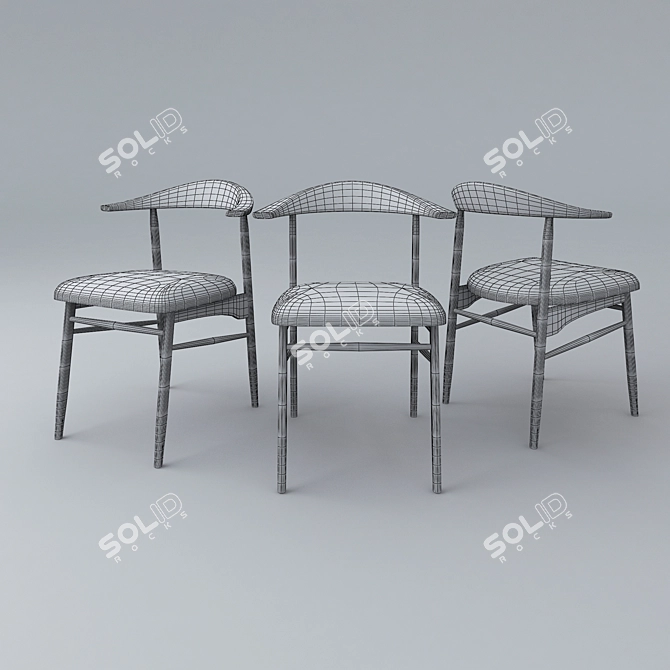 Elegant Walnut Dining Chair 3D model image 2