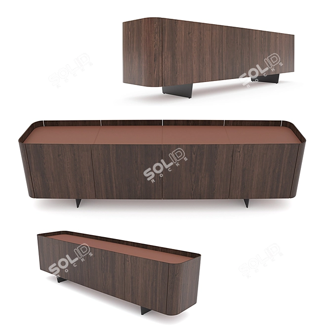 Elegant Wood Marble Leather Sideboard 3D model image 1