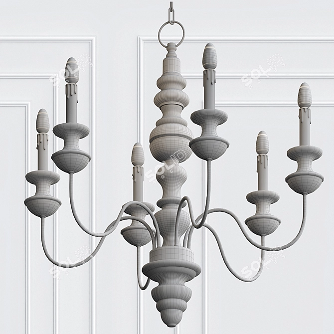 Chic Stockholm Black & Gold Chandelier 3D model image 2