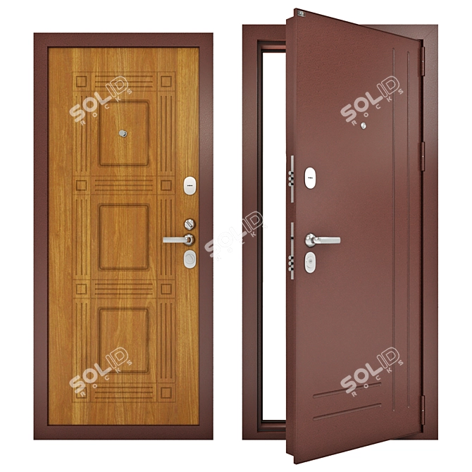 Premium Steel Entrance Doors by Groff | Height: 194cm 3D model image 1