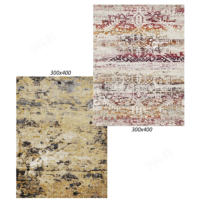 Exquisite Fuchsia & Rust Rugs 3D model image 1