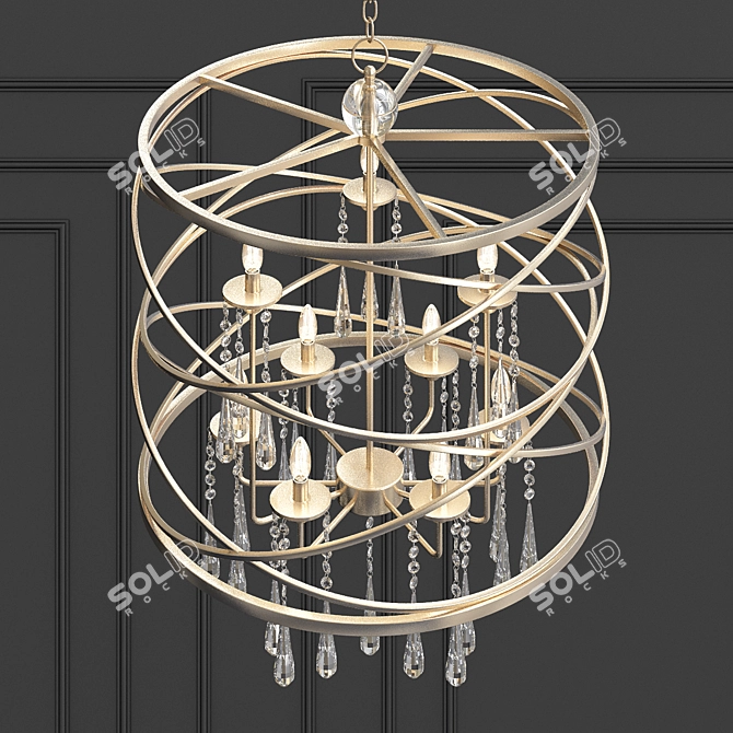 Elegant 9-Light Pendant with Crystal Drops 3D model image 2