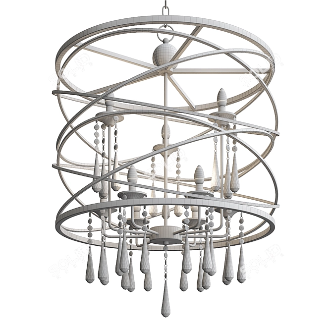 Elegant 9-Light Pendant with Crystal Drops 3D model image 3