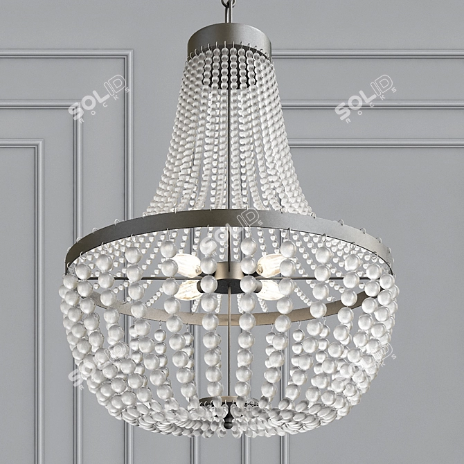 Vintage-inspired 6-Light Chandelier with Crystal Beads 3D model image 1