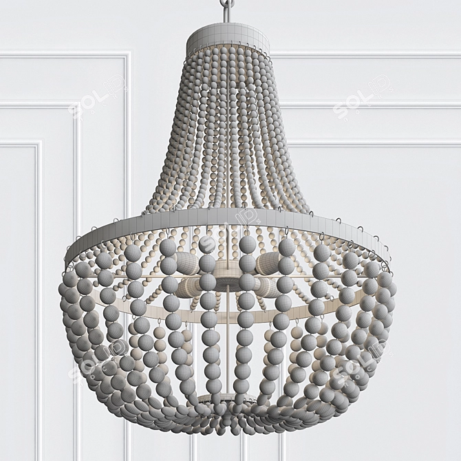Vintage-inspired 6-Light Chandelier with Crystal Beads 3D model image 2