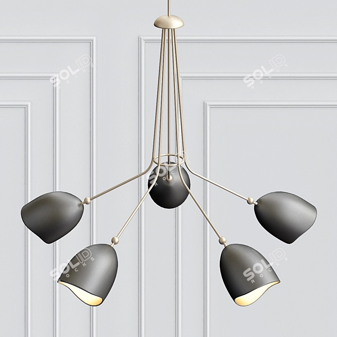 Antiqued Brass 5-Light Chandelier 3D model image 2