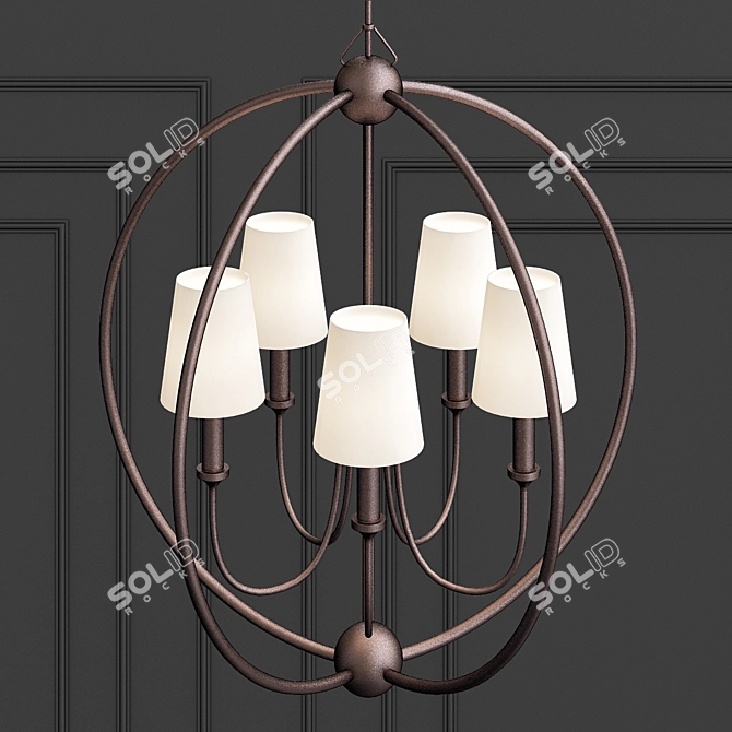 Elegant Steel Sphere Chandelier 3D model image 2