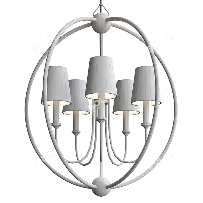 Elegant Steel Sphere Chandelier 3D model image 3