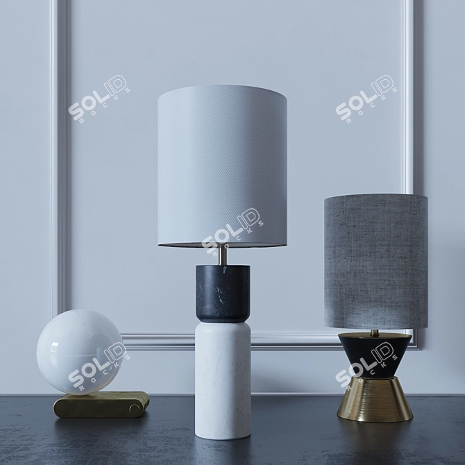 CB2 Table Lamps Trio 3D model image 1