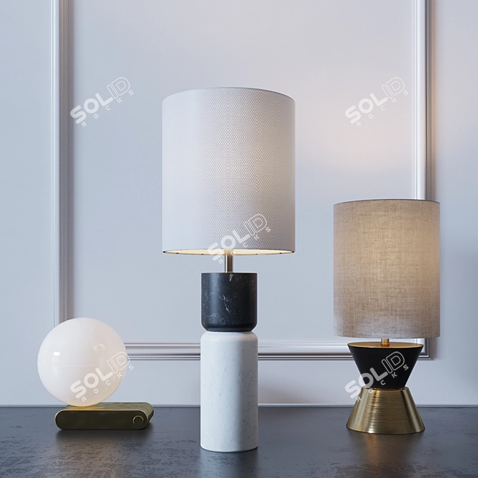 CB2 Table Lamps Trio 3D model image 2