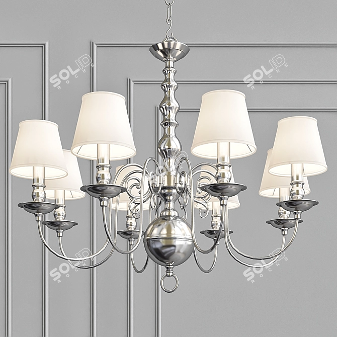 Elegant Nickel Bourbon Chandelier 3D model image 1