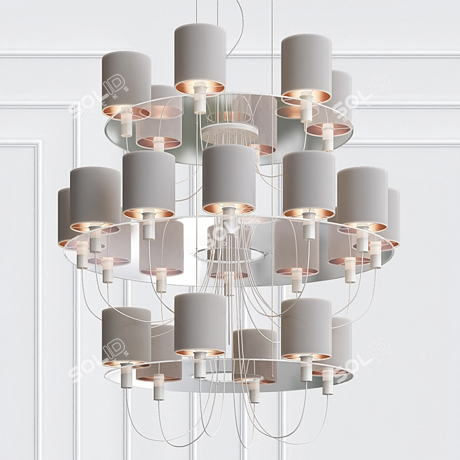 Sleek Lines Glass Chandelier 3D model image 1