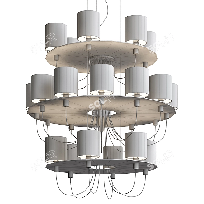 Sleek Lines Glass Chandelier 3D model image 2