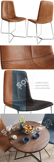 Modern Leather Dining Chairs - West Elm 3D model image 2