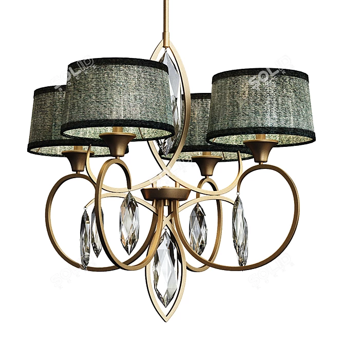 Sleek Gold Pendant Lighting 3D model image 1