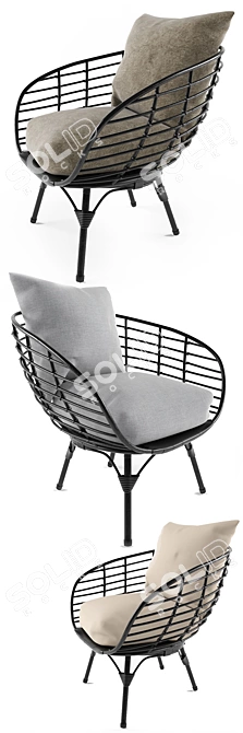 Title: Black Wicker Outdoor Chair- All-Weather Comfort 3D model image 2