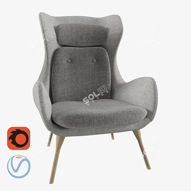 Modern Gogh Lounge Chair 3D model image 2