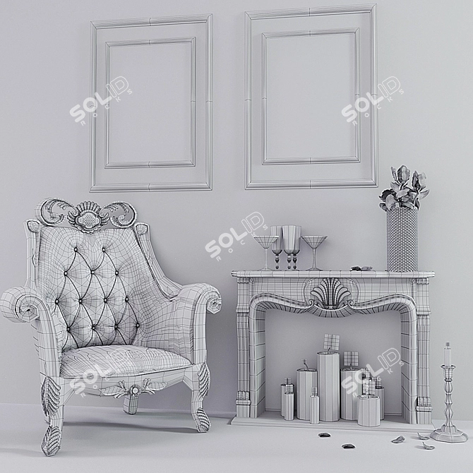 Decorative Fireplace Armchair | Stylish & Cozy 3D model image 2