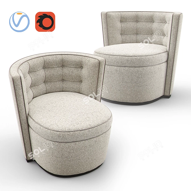 Luxury Tufted Bespoke Occasional Chair 3D model image 1