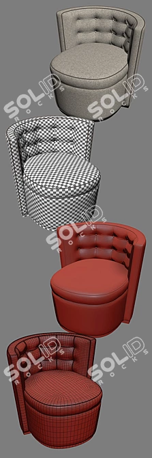 Luxury Tufted Bespoke Occasional Chair 3D model image 3