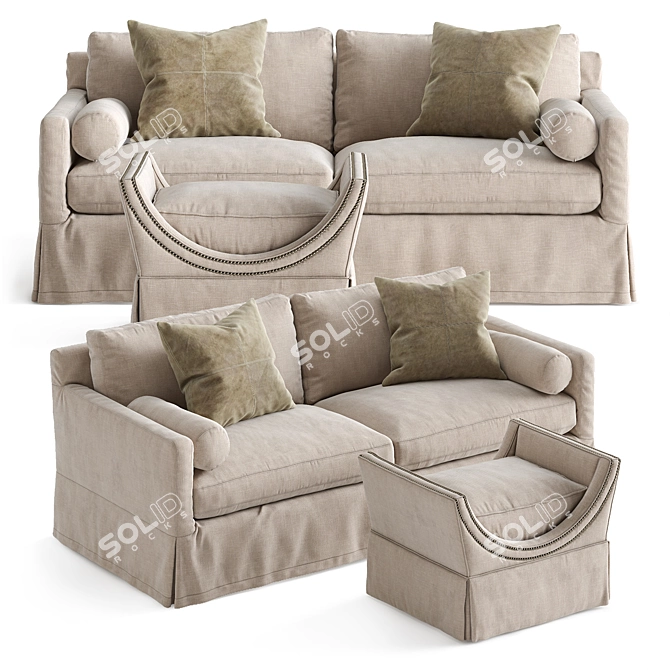 Modern Comfort: Hayes Sofa & Gayle Ottoman 3D model image 1