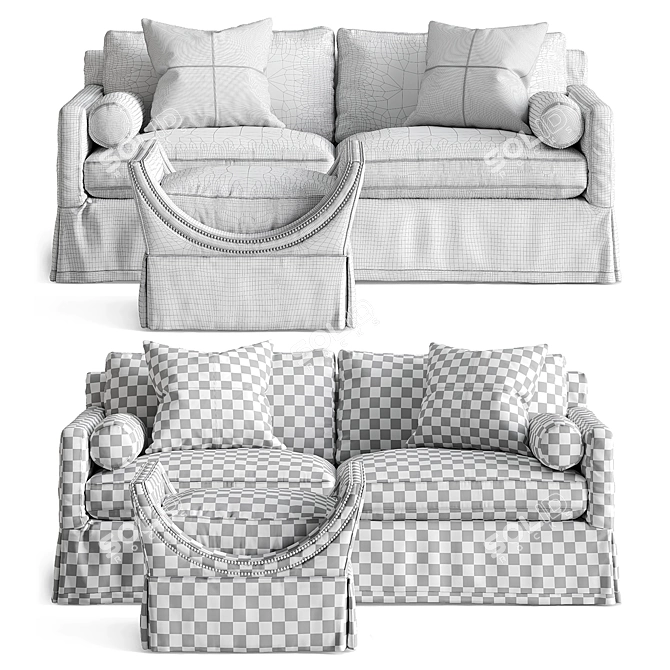 Modern Comfort: Hayes Sofa & Gayle Ottoman 3D model image 3