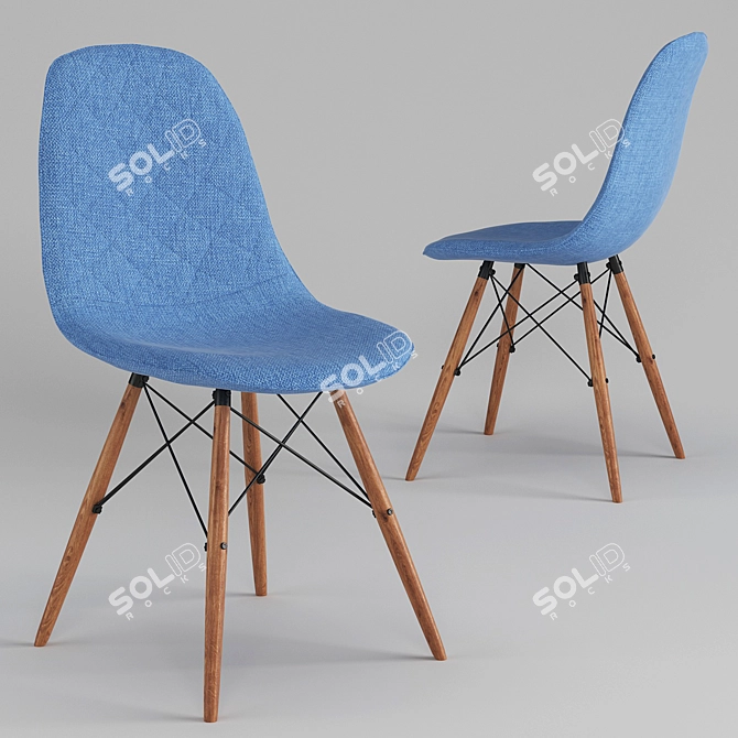 Mid-Century Eiffel Dining Chair Set 3D model image 1