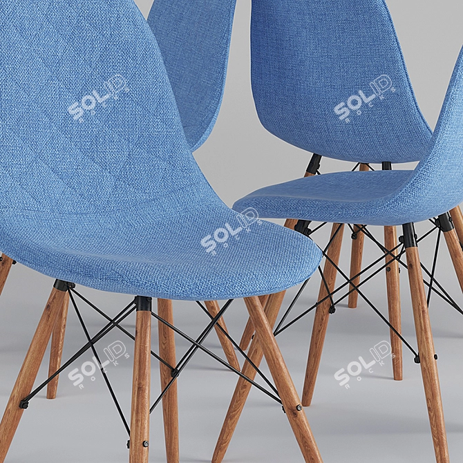 Mid-Century Eiffel Dining Chair Set 3D model image 2