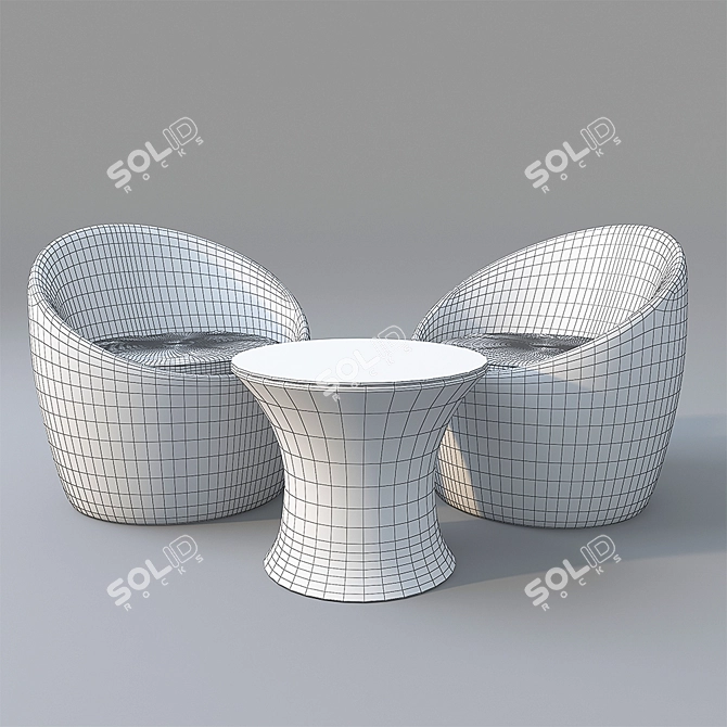 Sleek Black Wicker Swivel Chair 3D model image 2