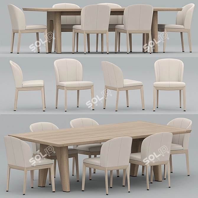 Flexible Table & Chair Set: Flexform Monreale & Giorgetti Normal 3D model image 1