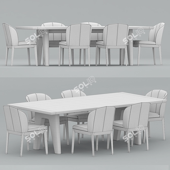 Flexible Table & Chair Set: Flexform Monreale & Giorgetti Normal 3D model image 2