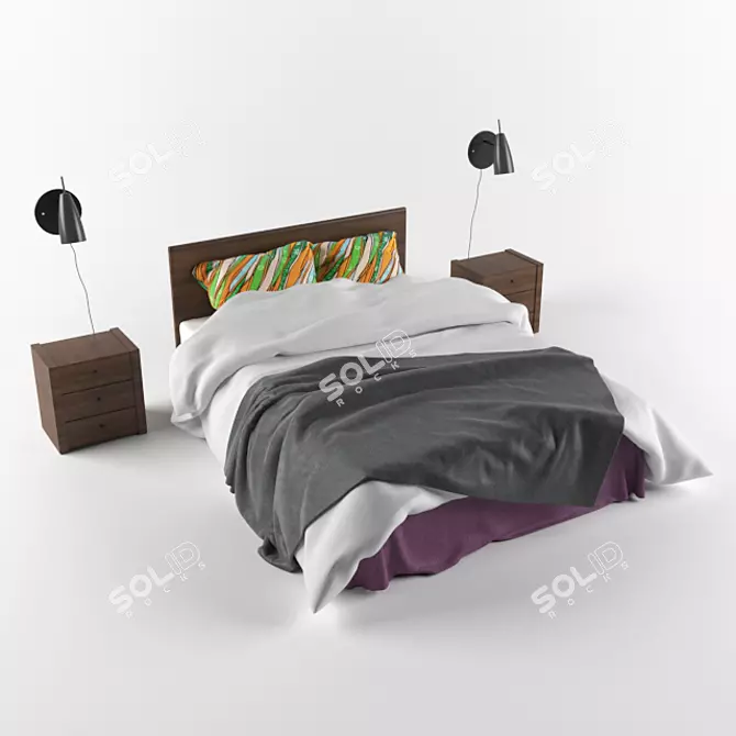 Elegant Dream Bed 3D model image 1