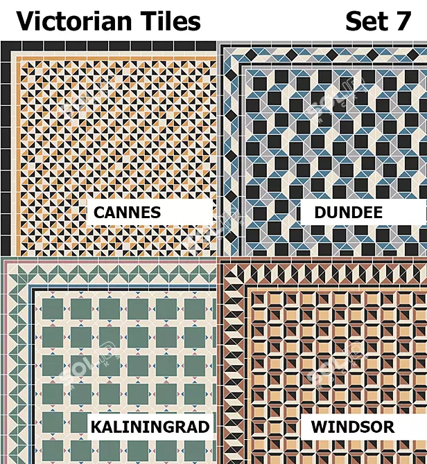 Elegant Victorian Tiles Set - Topcer 3D model image 1