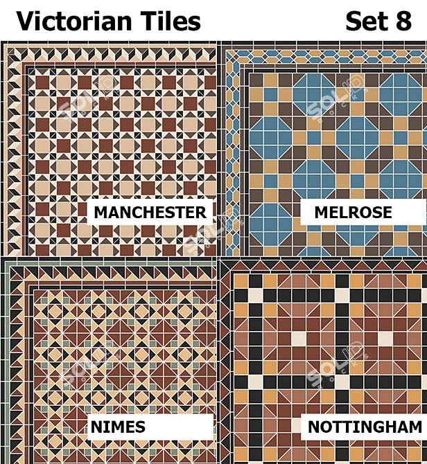 Victorian Tiles Set: Elegant Designs 3D model image 1