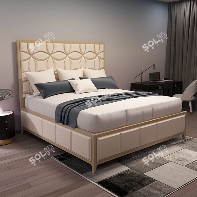 Trellis Charm Upholstered Bed 3D model image 3