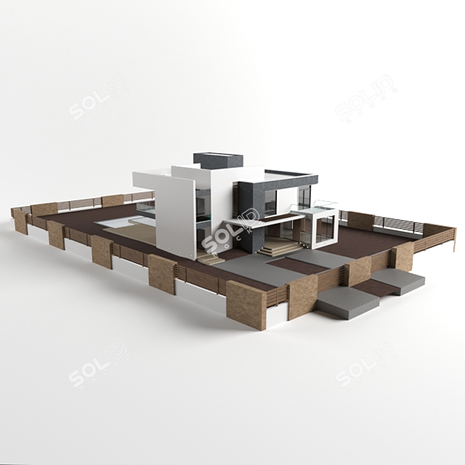 Modern Duplex House: Compact Living 3D model image 1