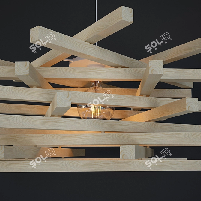 Bois Nid Suspension: Elegant Wood Pendant 3D model image 2